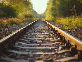 railroad tracks in the forest