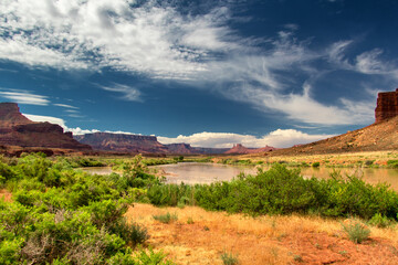 Traveling the Scenic Byway 128 between Cisco and Moab along the Colorado River, Utah, USA