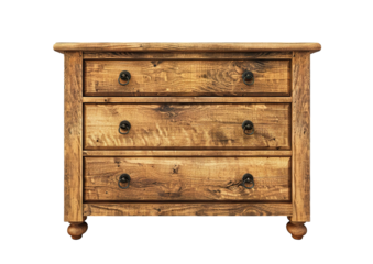 a wooden chest of drawers isolated on a clean white background