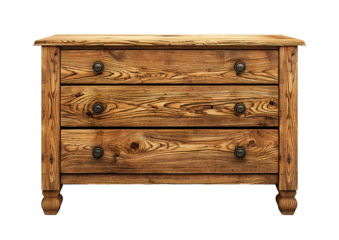 a wooden chest of drawers isolated on a clean white background