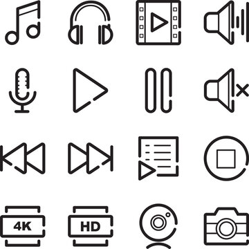 Multimedia Icon set, Audio Icons, Video Icons