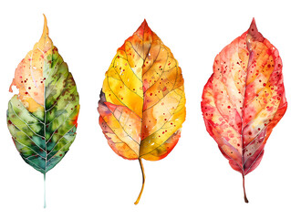collection of autumn leaves on white