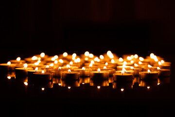 Burning candles with shallow depth of field