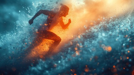 athlete and running for wellness - obrazy, fototapety, plakaty