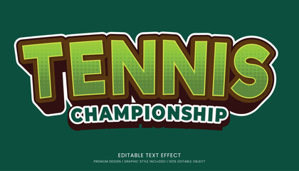 tennis championship editable text effect vector design for champion ship and community club logo