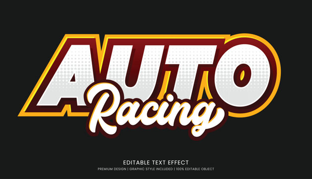 auto racing editable text effect vector design for champion ship and community club logo