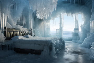 icicles in a bedroom on the north pole
