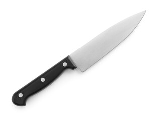 One sharp knife isolated on white, top view