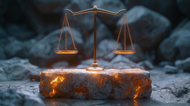 A futuristic 3D model of a balance scale with one side tilting downwards due to the weight of the losses and the other side lifted high by the profits. This image emphasizes