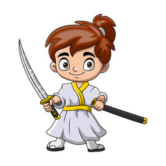 Cute samurai warrior boy cartoon
