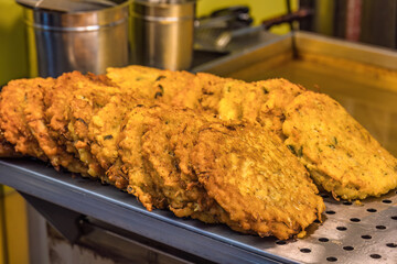 Bindaetteok (Mung bean pancake) the famous street food in South Korea