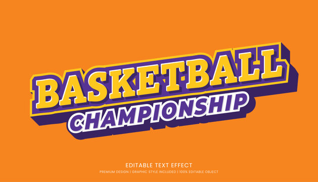 basketball championship editable text effect vector design for champion ship and community club logo