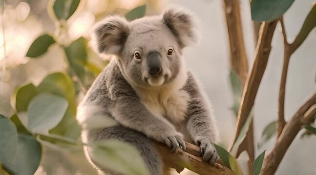 Peaceful Koala in Queensland, Looking at Camera