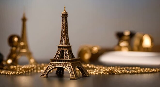 Miniature Eiffel Tower Monument, Parisian Landscape View