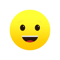 Happy face emoji, beaming smile emoticon. Positive feeling representation. Vector illustration. EPS 10.