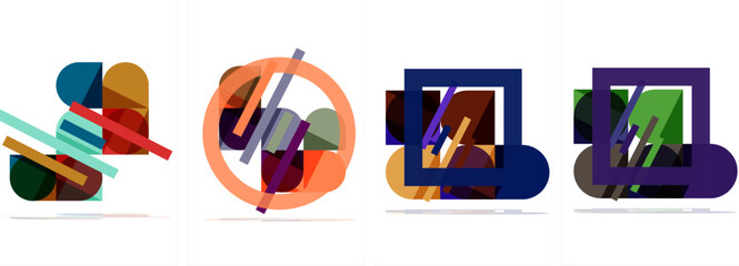 Square and round shape geometric poster set for wallpaper, business card, cover, poster, banner, brochure, header, website