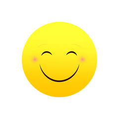 Blushing happy face emoji. Joyful expression. Vector illustration. EPS 10.
