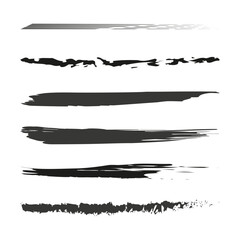 Abstract brush strokes, artistic texture set. Grunge design elements. Vector illustration. EPS 10.