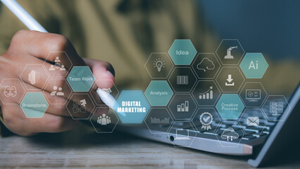 Businessman management digital marketing creative strategy business.