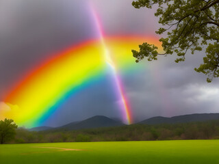 rainbow over the hill