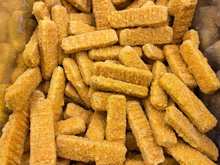 Frozen chicken nuggets, close-up.