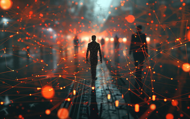 Urban crowd big data concept scene,created with Generative AI tecnology.