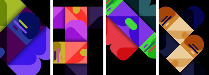 Balance movement geometric backgrounds. Poster collection for wallpaper, business card, cover, poster, banner, brochure, header, website