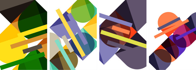 Square and round shape geometric poster set for wallpaper, business card, cover, poster, banner, brochure, header, website