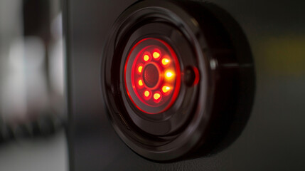 An upclose shot of the LED indicator light which signals when the repeller is turned on and functioning.