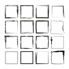 Hand drawn frame set. Creative square borders. Vector illustration. EPS 10.