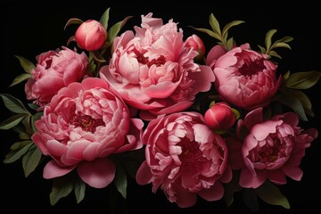 Delicate Rose wine peonies. Drink alcohol glass. Generate AI