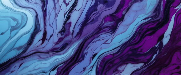 Abstract background with stunning fluid waves, with a combination of blue, purple and aqua colors - obrazy, fototapety, plakaty