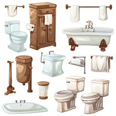 Clipart of bathroom element on background