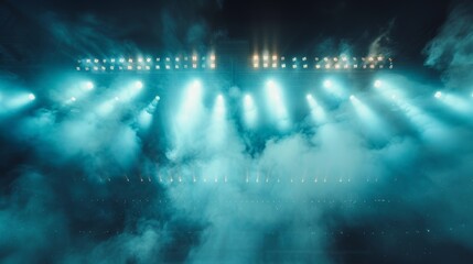 Fototapeta na wymiar Bright stadium arena lights and smoke