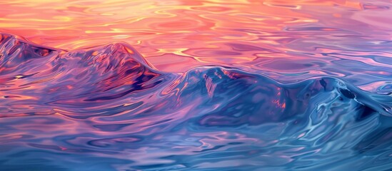 Colorful water waves rolling over in bright sunset light
