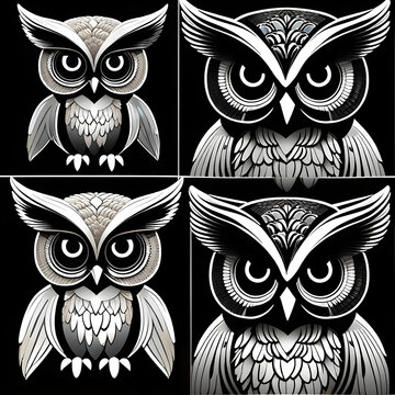 Whimsical World of Charming Owl Characters: Exploring a Spectrum of Adorable Expressions.(Generative AI)
