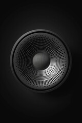 a circular shape black speaker, isolated on black background
