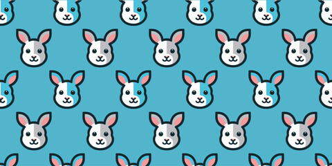 Fototapeta premium Rabbits illustration background. Seamless pattern. Vector. ウサギのイラストパターン 