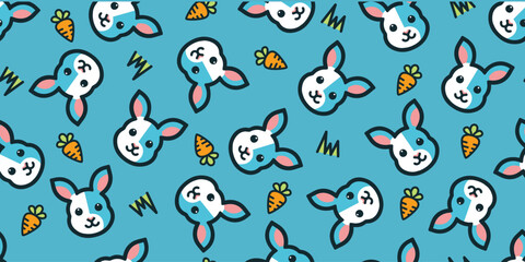 Rabbits illustration background. Seamless pattern. Vector. ウサギのイラストパターン	