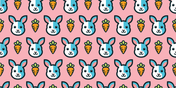 Rabbits illustration background. Seamless pattern. Vector. ウサギのイラストパターン	