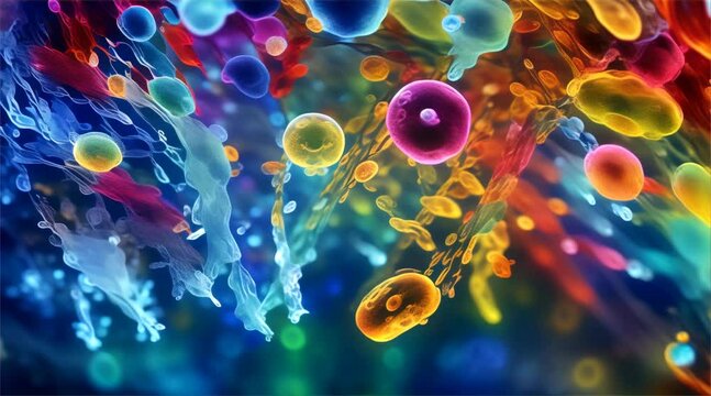 A vivid, computer-generated image of an abstract neural network with synapse-like connections in a variety of vibrant colors.
