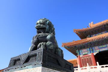 Bronze Lion at the Forbidden City in Beijing