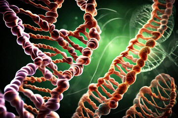 DNA structure digital illustration with coloured background