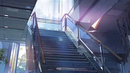 street stairs anime background