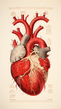 Detailed Anatomical Illustration of the Human Heart for Educational Purposes