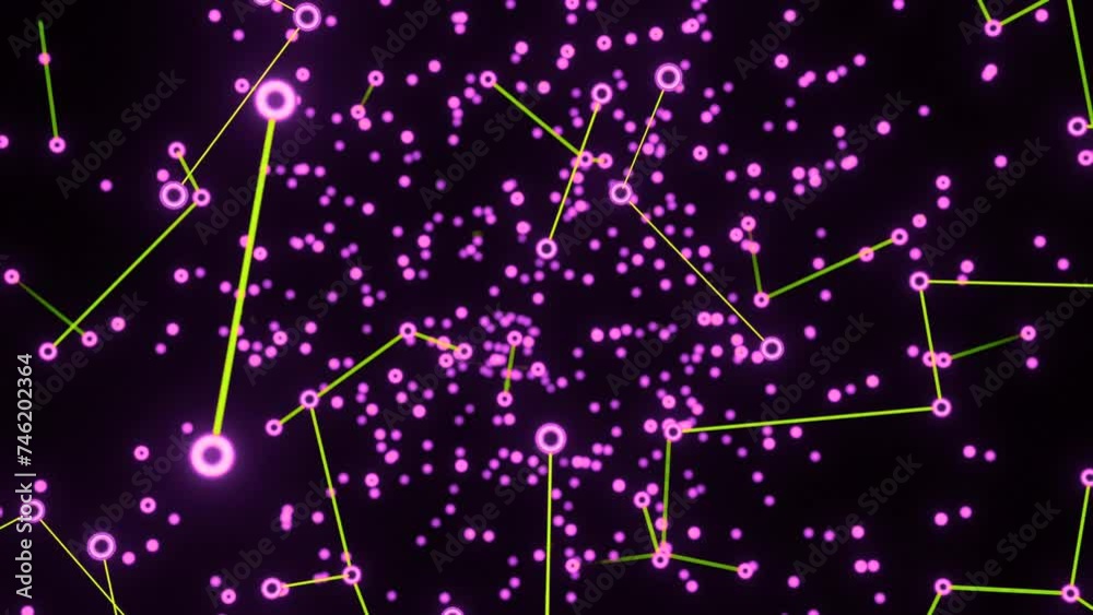 Poster digital constellation dot line moving motion graphics. design. plexus flying structure.