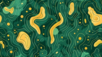 Seamless abstract art pattern, green and yellow