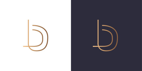 Letter D and C logo monogram, minimal style identity initial logo mark. Golden gradient vector emblem logotype for business cards initials. Logo for singer and artists - obrazy, fototapety, plakaty