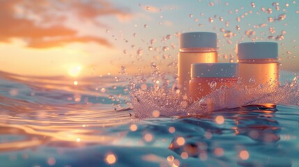 Cosmetic rendering scene Water, Sunscreen, Premium, AI Generative