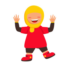 Happy kid faceless character in flat illustrations